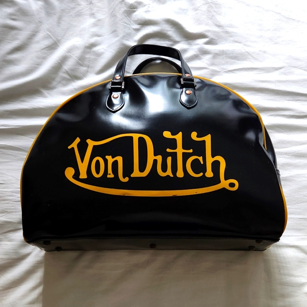 Vintage Von Dutch Black & Yellow Bowling Bag - Large Weekender Size HARD TO FIND